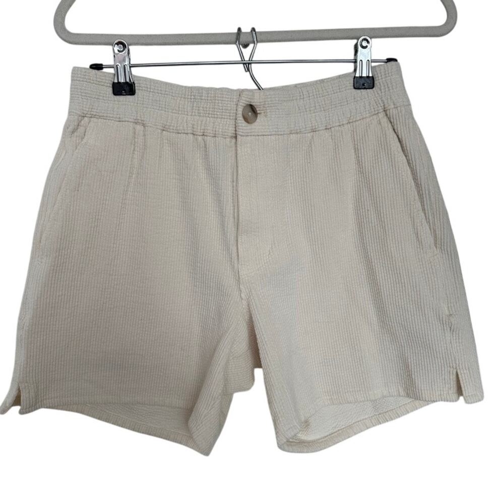 Madewell Mens Everywear Short Vintage Ivory Seersucker Bubble Corduroy Small NWT